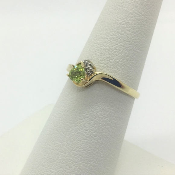 10k Gold Heart Tourmaline & Diamond Ring Size 7 - Picture 2 of 7